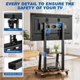 thumbnail image 4 of RTVR Mobile TV Stand on Wheels for 37-75 inch Flat Curved Screen, Height Adjustable Rolling TV Cart with Reinforced Storage Shelves up to 150 lbs, 4 of 9