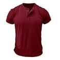 thumbnail image 3 of Henley Shirts for Men Summer Casual Short Sleeve Plain Basic Henley Tshirts Mens Tees Work Shirt, 3 of 6