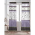 thumbnail image 2 of Sheer Curtains 108 Inches Long 2 Panels Set for Living Room, Purple Geometric Semi Sheer Curtains for Windows, Stripes Boho Spring Flowers Country Rural Voile Window Treatments Rod Pocket Curtain, 2 of 7