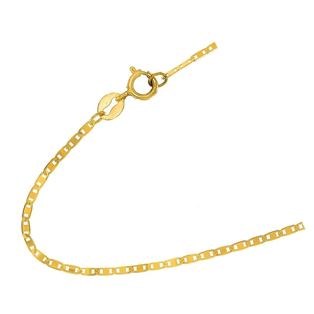 JewelStop 10k Solid Yellow Gold 1.2mm Mariner Chain Necklace, Spring Ring Clasp