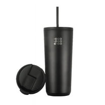 Cubitt Travel Mug 20 oz Double Walled Vacuum Insulated Stainless Steel with 2 lids, Straw and Coffe, Cupholder Friendly, Perfect for Hot & Cold Beverages Black