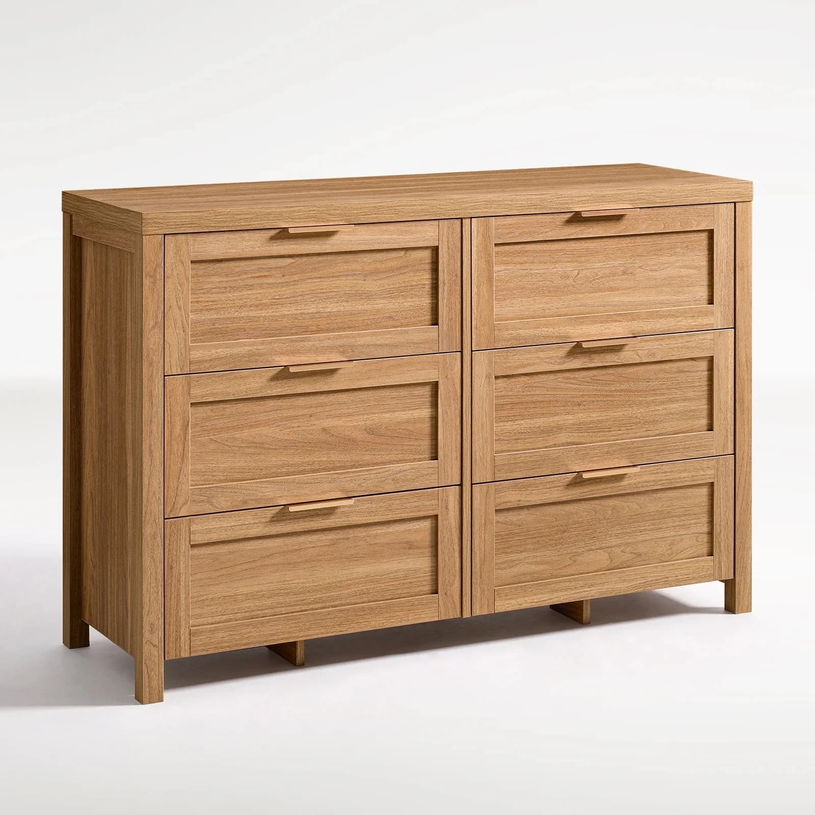 ARKANTOS Wooden 6 Drawer Double Dressers, Wide Chests of Drawers for Bedroom, Natural Oak