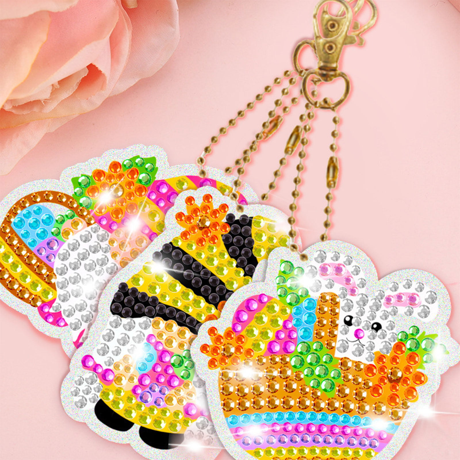 Easter Diamond Painting Keychain, 15 Pcs 5D DIY Diamond Art Ornaments,  Easter Egg Rabbit Diamond Art Crafts for Kids Easter Crafts Family Decor