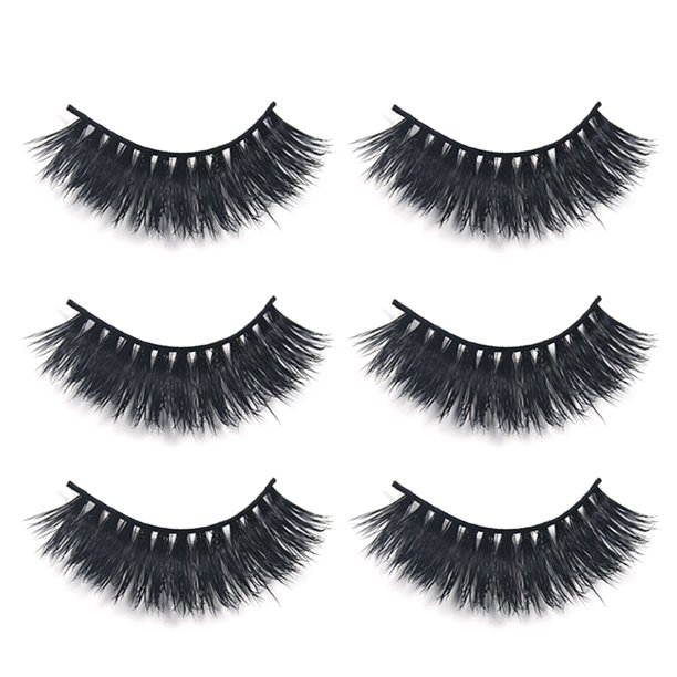 Herramienta de maquillaje de 3 pestañas cruzadas naturales pestañas falsas visón 3D # S-012 HONGBAILI Pestañas postizas