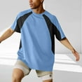 thumbnail image 2 of YLSDY Men's Summer Workout T-Shirts Quick Dry Breathable Surfing Sporty Tees 2025 Fashion Color Block Oversized Tshirts Sky Blue L, 2 of 7