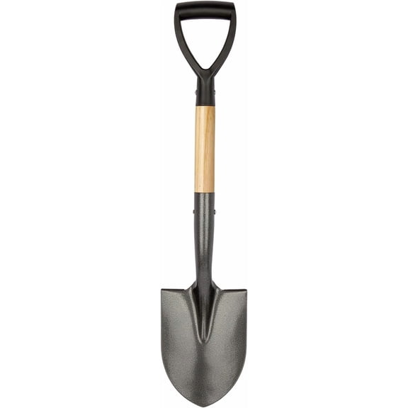 for Digging, Round Small Shovel with Wooden D-Handle, Metal Garden Shovel for Gardening, 28 Inches