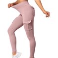 thumbnail image 3 of Pantalones de yoga de cintura alta para mujer con bolsillos elásticos y cónicos, pantalones de entrenamiento para levantamiento de glúteos, pantalones de chándal, 3 of 5