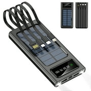 40000mAh Solar Power Bank Battery Pack with 4 Cables, DFITO Portable Solar Charger with Dual 5V USB Ports