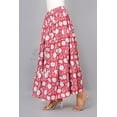thumbnail image 6 of Women Red Cotton Soft Maxi Skirt, Flowy Boho Style White Floral Hand Block Print with Elastic Waist, XS, 6 of 6