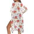 thumbnail image 5 of HELLHERO High Quality Fabrics Beach Kimono for Summer Casual Loose Long Red Rose Pattern, 5 of 6