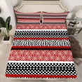 thumbnail image 2 of Manfei Abstract Ombre Adult Twin Sheet Sets, Tribal Damask Orange Twin Fitted Sheet, Modern Fashion Style Flat Sheet, Luxury Bedroom Decor, 3pcs, 2 of 7