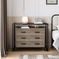 thumbnail image 5 of 6 Drawer Dresser Large Storage Cabinet,Wood Drawer Chest with Steel Frame & Tempered Glass Top, 5 of 7