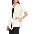 thumbnail image 3 of Women's Casual Short Sleeve Lightweight Loose Fit Solid Stretch Cardigan (Pack of 2), 3 of 5