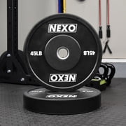 NEXO 45LB Rubber Bumper Plate Pair - Premium Matte Black Finish 2x 45LB Cross Training Weight Plates