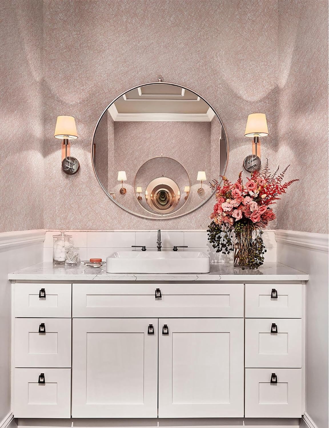 Pink Silk Peel and Stick Wallpaper Textured Contact Paper Self Adhesive Removable Thicken Wall Paper for Bedroom Walls Cabinet Decoration Vinyl Rolls 17.3"X118"