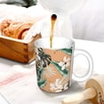 thumbnail image 3 of Disketp Tropical Leaves Flower Large Coffee Mug with Handle Tea Cup Novelty Coffee Cup for Men Women Office Work, 3 of 6