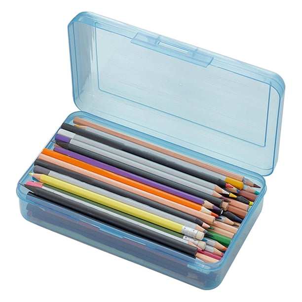 Una caja azul con lápices de colores en un estuche. | PSD Premium