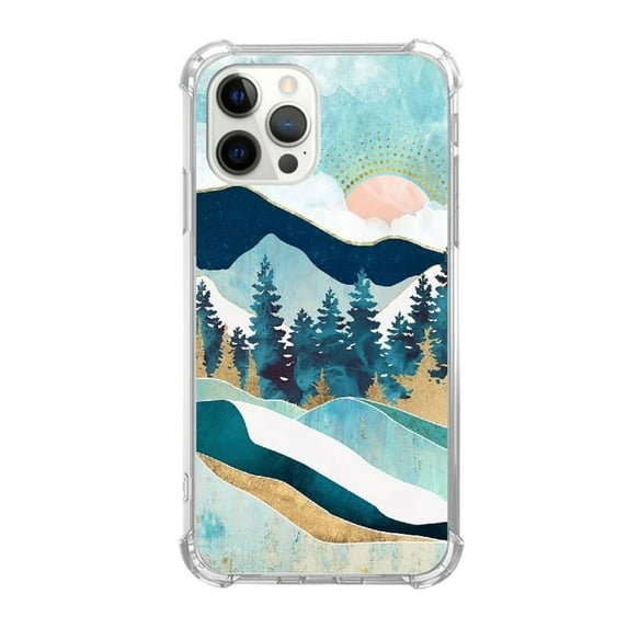 Summer Forest Sunrise Case for iPhone 12 Pro Max,Aesthetic Art Design Pattern TPU Shock-proof Cover Case