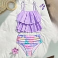 thumbnail image 2 of OYXSER Girl's 2 Piece Tankini Swimsuits Flowy Ruffle Flounce Floral Print Cute Bathing Suits, Purple 7-8Y, 2 of 7