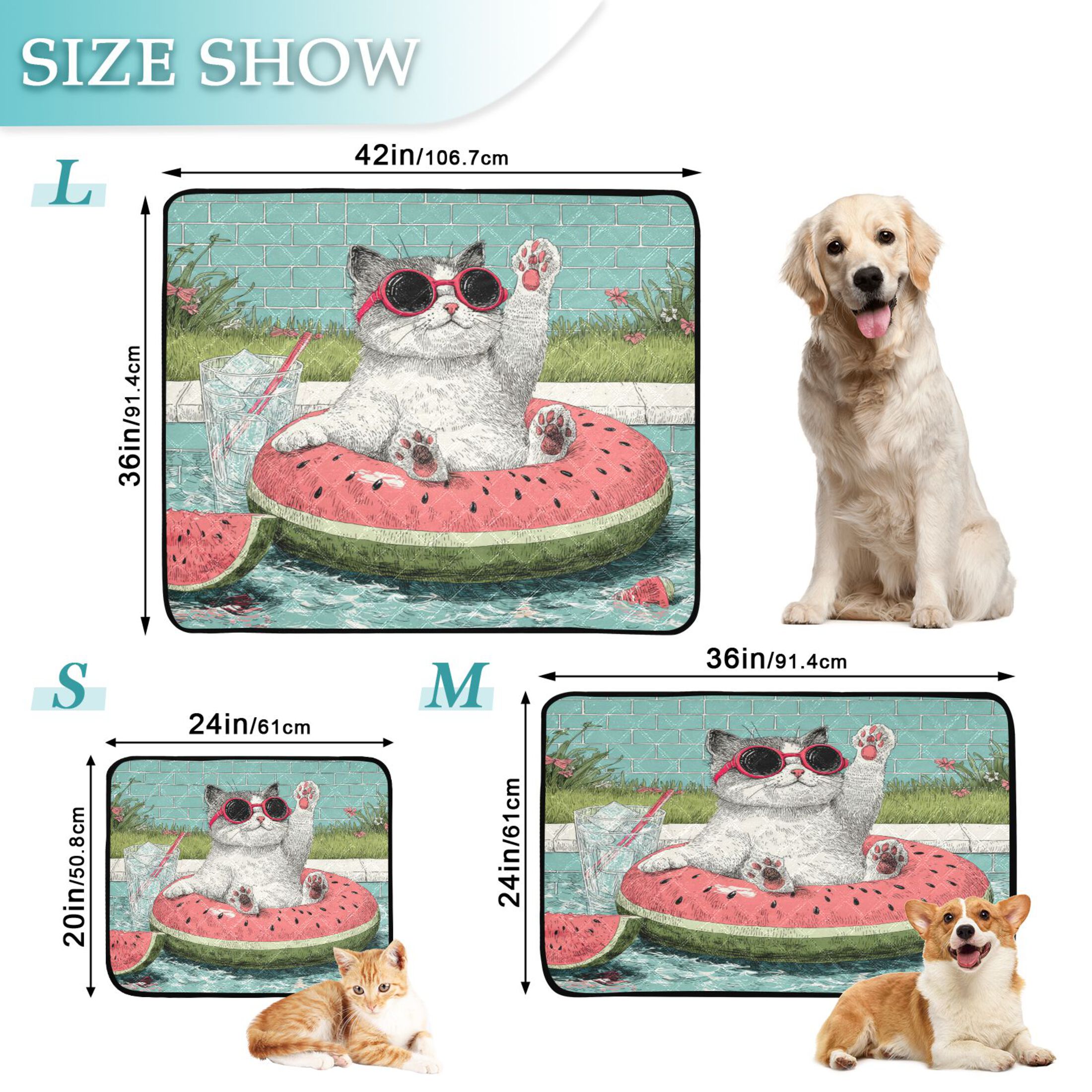 Qxltty Party Kitty Cat litter Pads Pet Set of 3 Diaper Mats Center Anti-leakage Layer Absorbent Soft and Comfortable