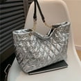 thumbnail image 4 of Bolso de mano de gran capacidad para mujer, nuevo bolso de hombro con forma de diamante 2025, bolso de algodón para mujer, bolso de viaje de tendencia de moda para el trabajo., 4 of 5