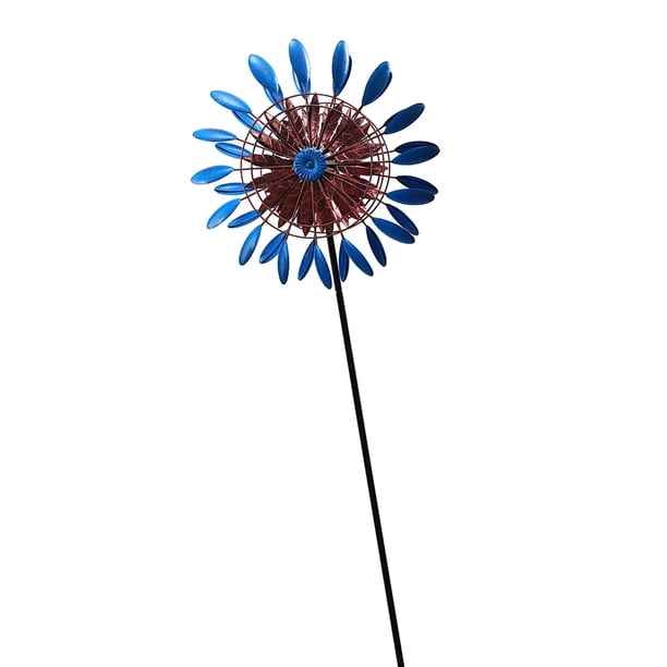 Hilanderos solares de viento Graden estacas decoración perinola bola de cristal luz escultura de viento estaca de jardín alimentado por energía Solar Azul eléctrico Soledad Hilanderos de viento