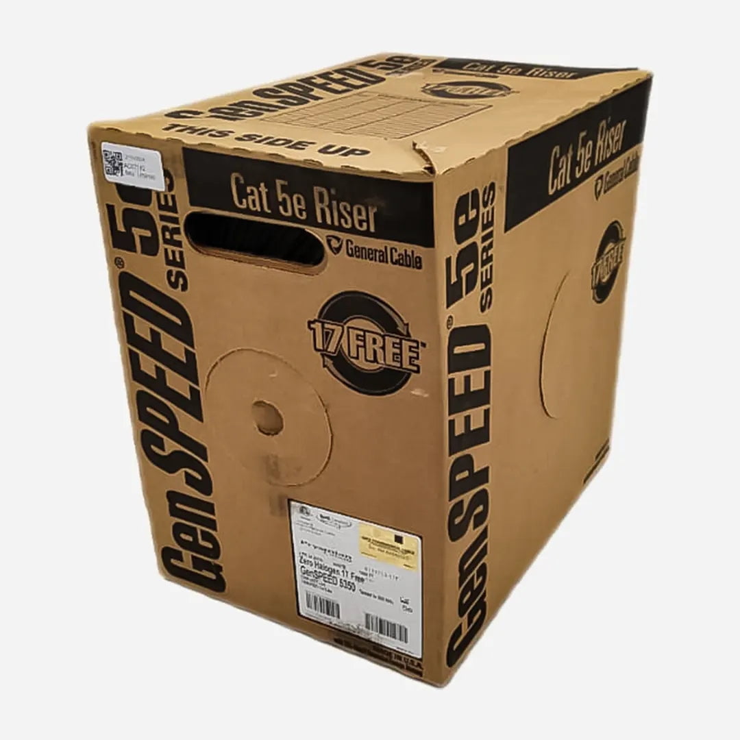GenSpeed 5350 Cat5e 1000ft Ethernet Cable – 24AWG Solid Copper Riser CMR White (Pull-Pac II)