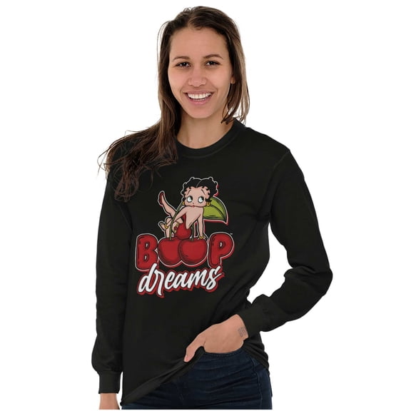 Betty Boop Cartoon Cherry Dreams Women's Long Sleeve T Shirt Brisco Brands S