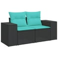 thumbnail image 4 of vidaXL 8 Piece Patio Sofa Set with Cushions Black Poly Rattan Acacia, 4 of 10