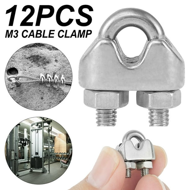 12pcs M3 Cable Clamps Heavy Duty 3mm Wire Rope Clip 304 Stainless