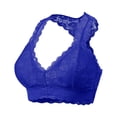 thumbnail image 1 of URBAN DAIZY Women's Seamless Lace Bra Racerback Padded Sexy Floral Mesh Bralette Crop Top Removable Pads Breathable Bustier A11_6324 Denim Blue XL, 1 of 7