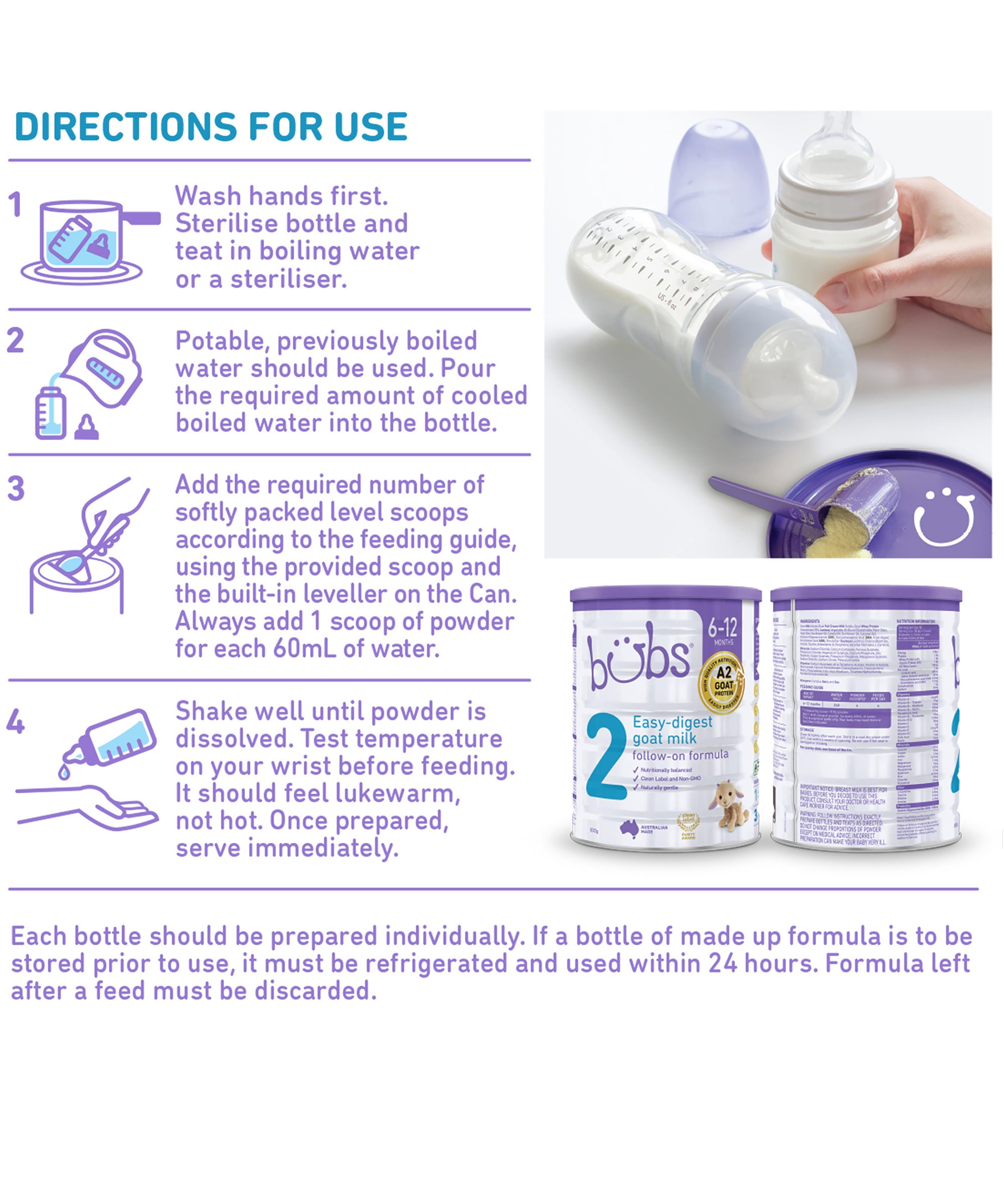 Bubs® Goat Milk Follow-on Formula Stage 2, 800g (6-12 Months