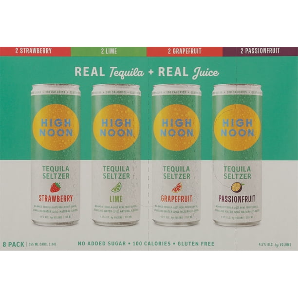 High Noon Tequila Hard Seltzer, Variety Pack, 8 Pack, 355ml Cans, 4.5 ABV