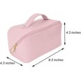 thumbnail image 5 of Bolsa de maquillaje de Pu, bolsa de cosméticos para mujer de gran capacidad con asa y divisores, organizador de accesorios de maquillaje de viaje, rosa, 5 of 5