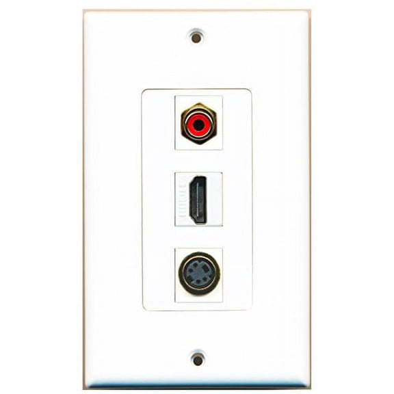 RiteAV - 1 Port HDMI and 1 Port RCA Red and 1 Port S-Video Decorative Wall Plate