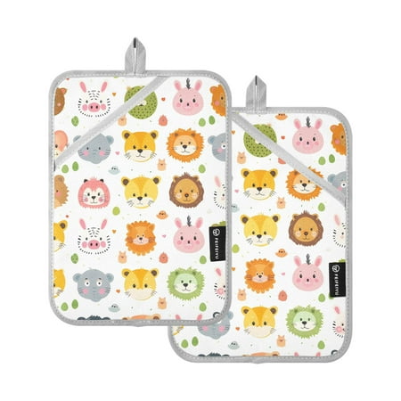 

Pot Holders Set of 2 Heat Resistant 338℉ Kitchen Oven Gloves Potholder Cooking Baking Microwave Mitts Cartoon Animals Cats Lions