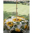 thumbnail image 3 of Outdoor Tablecloth with Umbrella Hole Zipper Rustic Sunflowers Round Tablecloth 60" Waterproof Outside Table Cloth Farmhouse Botanical Flowers Wood Grain Patio Table Cover Tablecloths for Picnic, 3 of 8