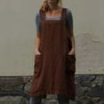 thumbnail image 2 of YUANGUANST Womens Dress Pants Apron Pinafore Dress Garden Women Cotton Pinafore Work Women's Dress Office Slacks, 2 of 4