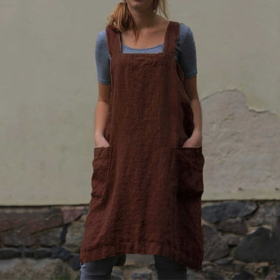 Women's Casual Pants Apron Pinafore Dress Garden Women Cotton Pinafore Work Women'S Dress,Brown Women's Casual Pants XXXXXL