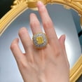 thumbnail image 5 of Yellow Gemstone Elongated Cushion Cut Anniversary Rings for Women 10*12MM Statement Cocktail Ring CZ Simulated Diamond Ring Band Daily Work Wear Jewelry for Women Her, 5 of 6