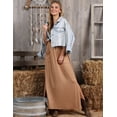 thumbnail image 4 of Doublju Women's Smocking Waist Detailed Maxi Slit Skirt With Pocket, 4 of 5