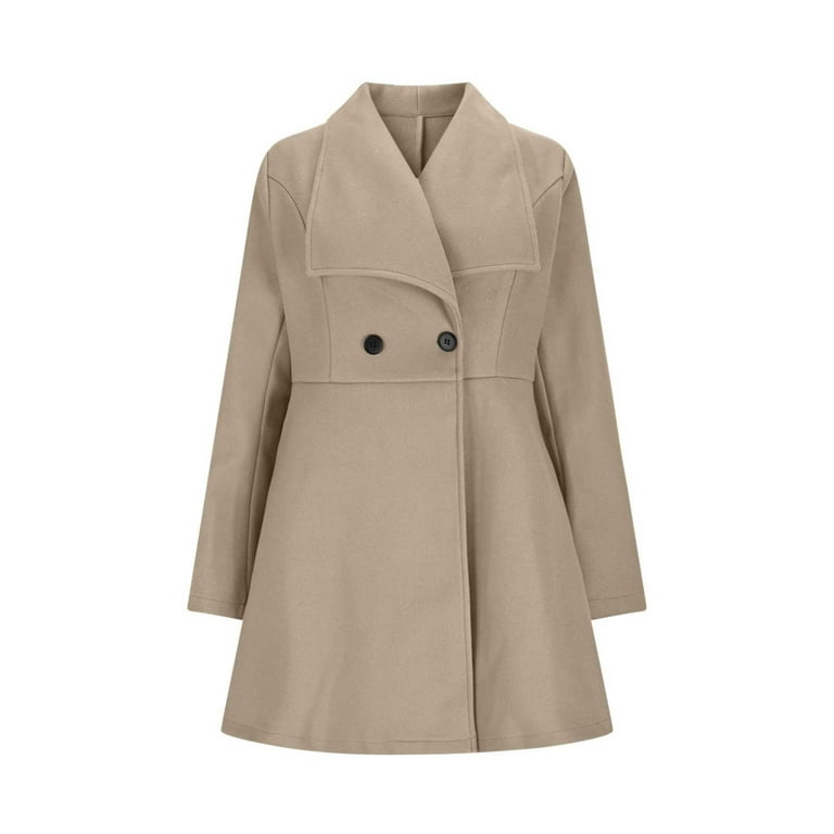 Women's Tunic Coat Lapel Jacket Button Belt Shawl Elegant