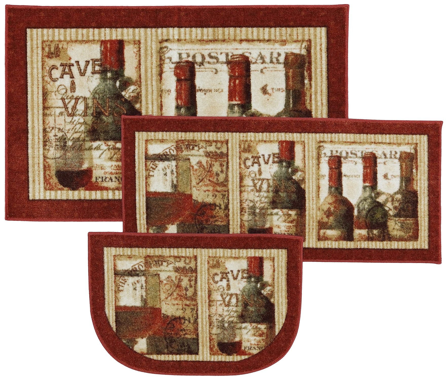 Mohawk Home New Wave French Cellar Multi Kitchen Mat, Set of 3