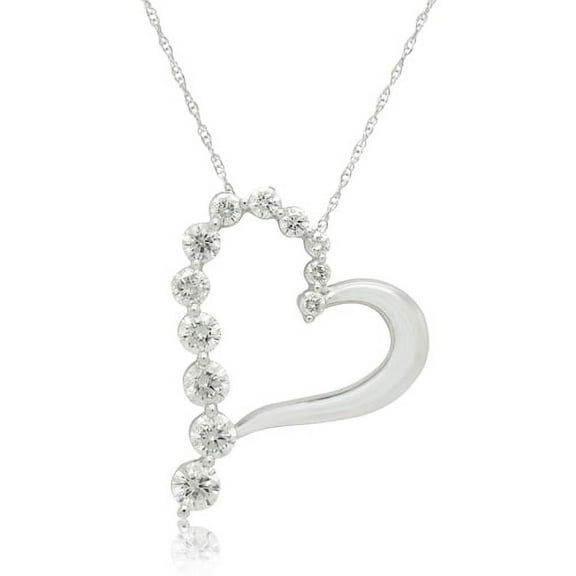 10K White Gold 0.25 CTTW Diamond Heart Pendant