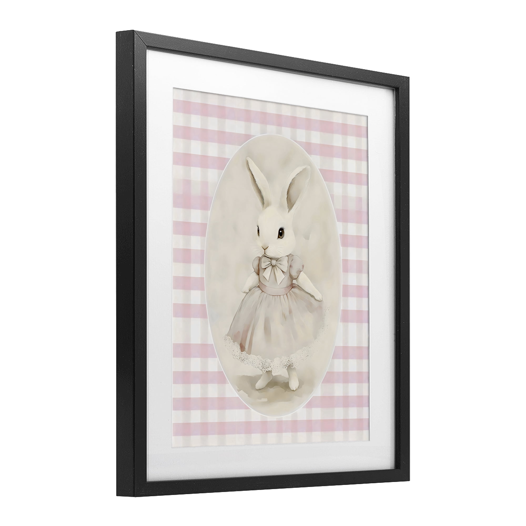 Stupell Industries Sweet Pink Girl Bunny Black Framed Print Under Glass, design by Arlington Prints
