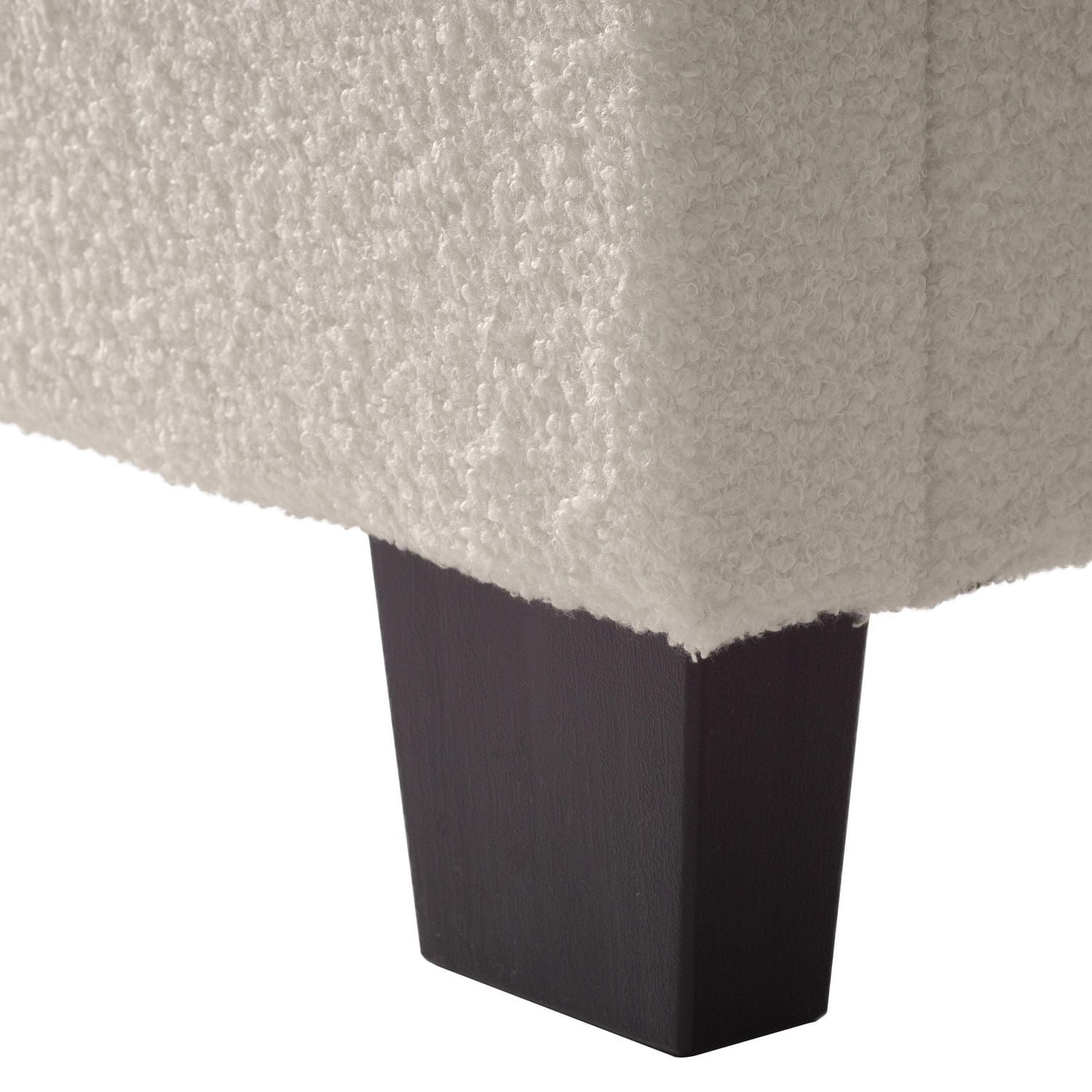 Lit adulte capitonné CorLiving Celeste en tissu bouclé blanc cassé avec tête de lit, sommier requis