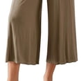 thumbnail image 4 of Women Fold Over Waist Lounge Capris Gaucho Wide Leg Flowy Cropped Pants Casual Yoga Culotte Pajama Bottom, 4 of 5