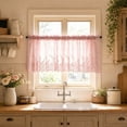thumbnail image 5 of THOPBPRK Lace Kitchen Cafe Curtains Rod Pocket Sheer Curtains Fresh Small Window Short Drapes Delicate Light Filtering Voile Valances for Bathroom Living Room and RV Window , 1Pack Dark Green, 5 of 7