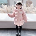 thumbnail image 3 of Puffer Coat Toddler Kids Girls Winter Cute Thick Hooded Down Zipper Coat Jacket New Fall Jackets Winter Outerwear Pinks 90, 3 of 7