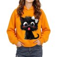 thumbnail image 3 of Wilark Girls Cat Graphic Hoodies Fall Pullover Long Sleeve Casual Kids Hooded Sweatshirts Orange 3, 3 of 6